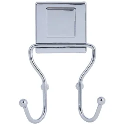 Rangement|Gifi Crochet double à ventouse métal gris