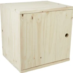 Rangement|Gifi Cube de rangement 1 porte pin naturel