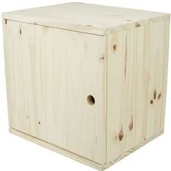 Rangement|Gifi Cube de rangement 1 porte pin naturel