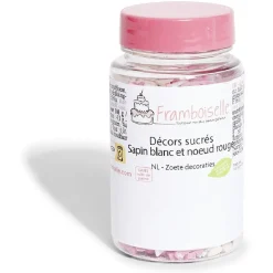 Décor sucré sapin blanc et noeud rouge Framboiselle 50g^Gifi Best