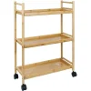 Desserte 3 niveaux à roulettes bambou et MDF 51,5x22,5xH71cm^Gifi