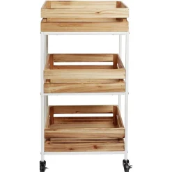 Desserte à roulette en bois design cagette naturel 3 niveaux^Gifi Clearance