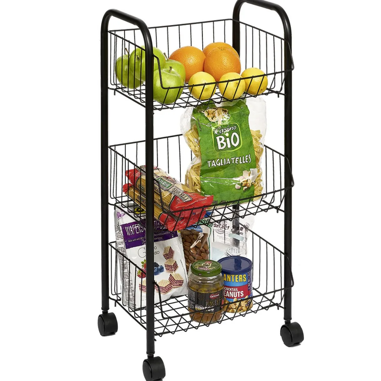 Desserte à roulettes 3 niveaux métal noir^Gifi Outlet