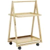 Desserte à roulettes bambou 2 niveaux 50x38xH78cm^Gifi Online
