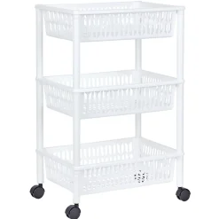 Desserte de cuisine 3 niveaux panières blanches^Gifi Clearance