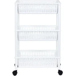 Desserte de cuisine 3 niveaux panières blanches^Gifi Clearance