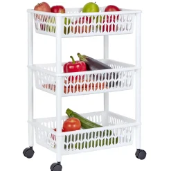 Desserte de cuisine 3 niveaux panières blanches^Gifi Clearance