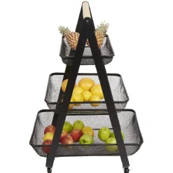 Desserte de cuisine 3 paniers métal noir^Gifi Best