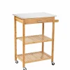 Desserte de cuisine à roulettes bambou plateau inox 1 tiroir^Gifi
