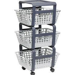 Rangement|Gifi Desserte de rangement 3 niveaux grise et blanche