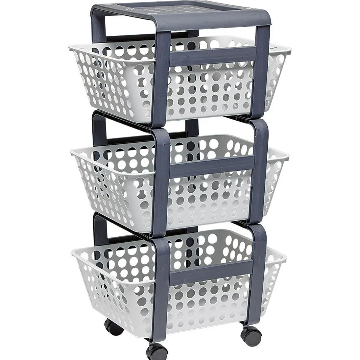 Rangement|Gifi Desserte de rangement 3 niveaux grise et blanche