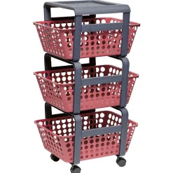 Rangement|Gifi Desserte de rangement 3 niveaux grise et rouge