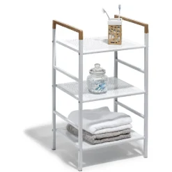 Best Gifi Desserte de salle de bain blanche avec poignées couleur bois