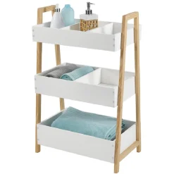 Rangement|Gifi Desserte meuble de rangement 3 niveaux blanc naturel