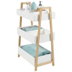 Rangement|Gifi Desserte meuble de rangement 3 niveaux blanc naturel