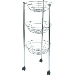 Desserte ovale 3 paniers inox H.70,5cm^Gifi Discount