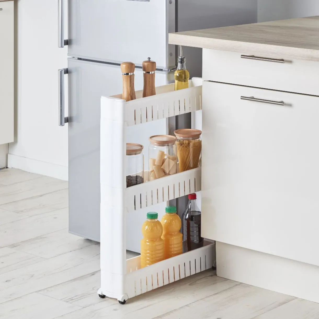 Desserte resserre cuisine étroite sur roulettes 3 niveaux^Gifi Discount