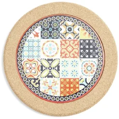 Dessous de plat rond en céramique design carreau de ciment Ø20cm^Gifi