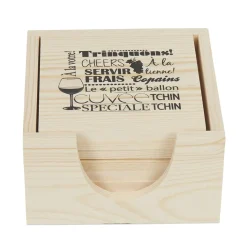 Dessous de verre bois x8 avec boîte de rangement^Gifi Clearance