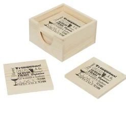 Dessous de verre bois x8 avec boîte de rangement^Gifi Clearance