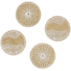 Dessous de verre jute naturel et blanc Ø8,5cm x4^Gifi Sale