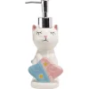 Online Gifi Distributeur à savon forme chat avec porte éponge grès blanc rose bleu