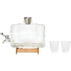 Distributeur de boisson tonneau support bois 1,5 L verres x2^Gifi Hot