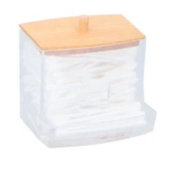 Sale Gifi Distributeur de coton tige transparent couvercle bambou