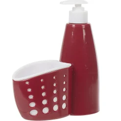 Nettoyage Et Entretien|Gifi Distributeur de liquide vaisselle avec compartiment à éponge rouge