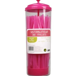 Distributeur de pailles roses^Gifi