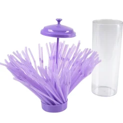 Distributeur de pailles violettes^Gifi Best