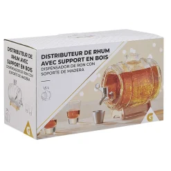Distributeur de rhum avec socle en bois 1,5 L^Gifi Outlet