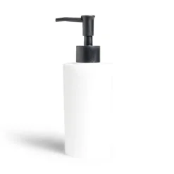 Discount Gifi Distributeur de savon à pompe Ø6,8x18,5cm plastique noir et blanc