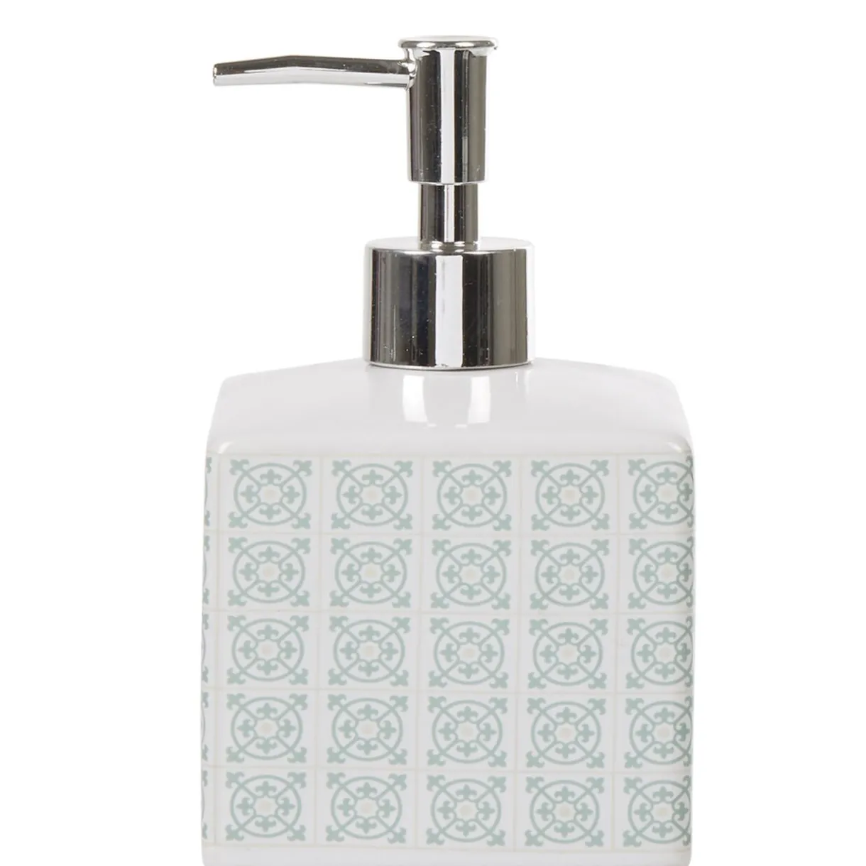 Discount Gifi Distributeur de savon céramique carreau de ciment blanc vert