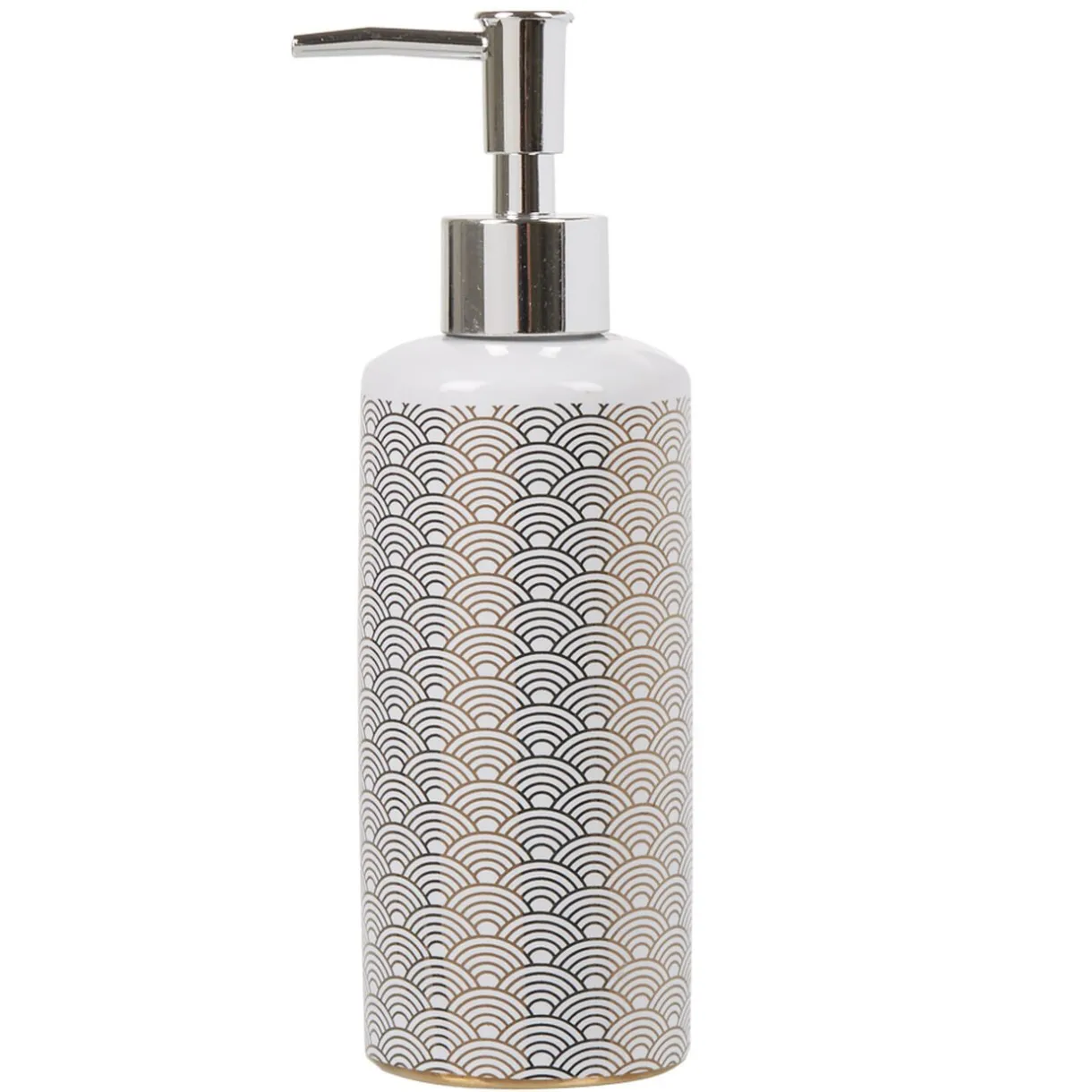 Best Gifi Distributeur de savon céramique motifs écaille blanc doré