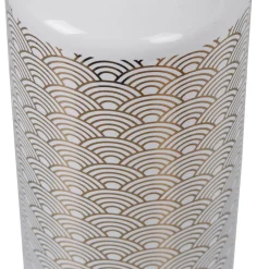 Best Gifi Distributeur de savon céramique motifs écaille blanc doré