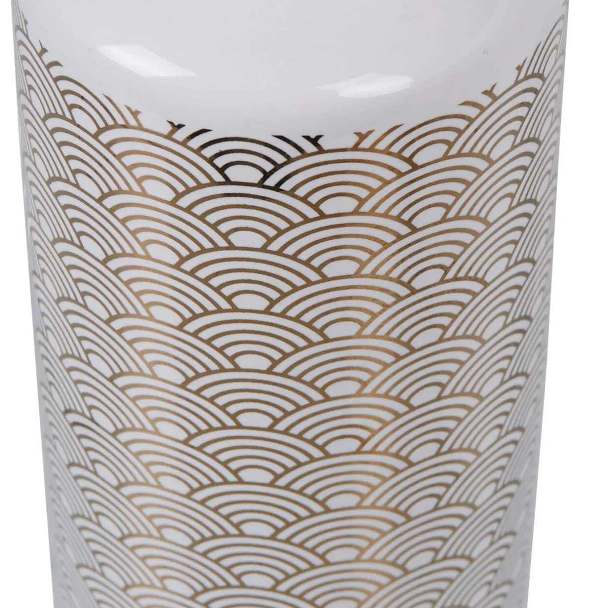 Best Gifi Distributeur de savon céramique motifs écaille blanc doré