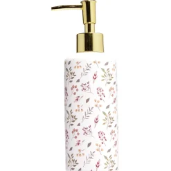 Online Gifi Distributeur de savon céramique motif floral blanc et rose Ø6xH15cm