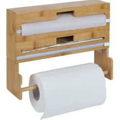 Distributeur film alimentaire et essuie-tout bambou 33,5x10xH25cm^Gifi