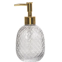 Gifi Distributeur savon liquide rond verre gris doré