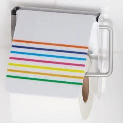 Hot Gifi Dérouleur papier WC blanc rayures colorés