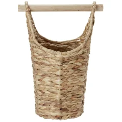 Clearance Gifi Dérouleur papier WC bois avec panière imitation osier tressé