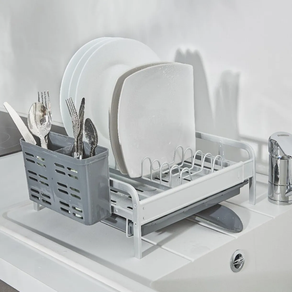 Egouttoir à vaisselle extensible gris et blanc^Gifi Best