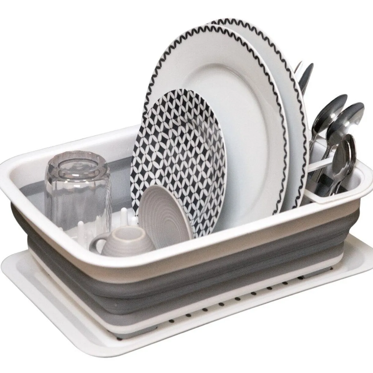 Egouttoir à vaisselle rétractable avec plateau^Gifi New