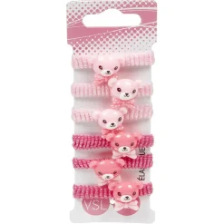 Discount Gifi Elastique cheveux nounours rose x6