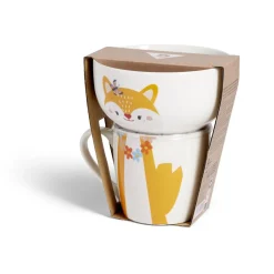 Ensemble bol et mug en porcelaine motif enfant motif renard H15cm^Gifi New