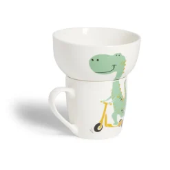 Ensemble bol et mug en porcelaine motif enfant motif dinosaure H15cm^Gifi Hot