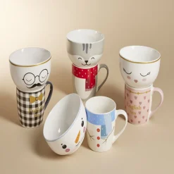 Ensemble mug 355ml avec bol 520ml porcelaine motif bonhomme de neige^Gifi Clearance