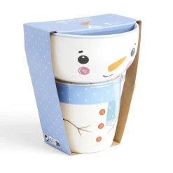 Ensemble mug 355ml avec bol 520ml porcelaine motif bonhomme de neige^Gifi Clearance