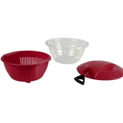 Essoreuse à salade 4 en 1 transparente et rouge^Gifi Clearance